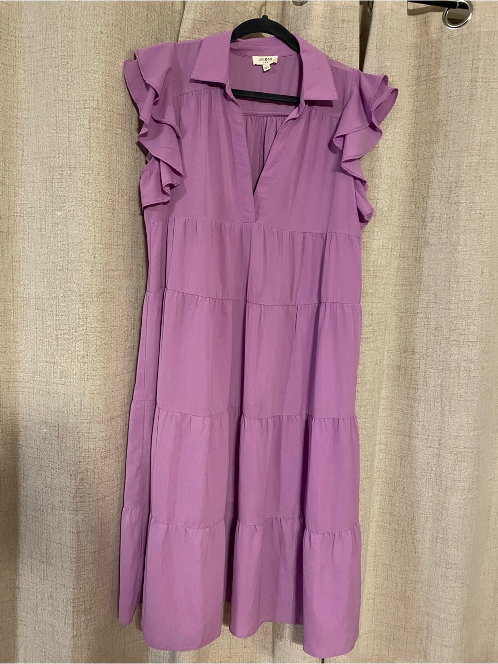 Umgee Sleeveless Ruffle Tiered Midi Dress - Purple